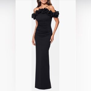 Xscape One Shoulder Black Dress